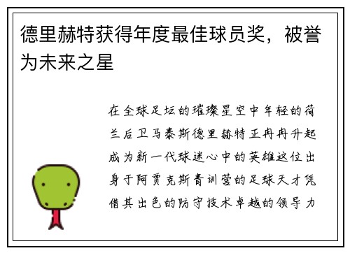 德里赫特获得年度最佳球员奖，被誉为未来之星